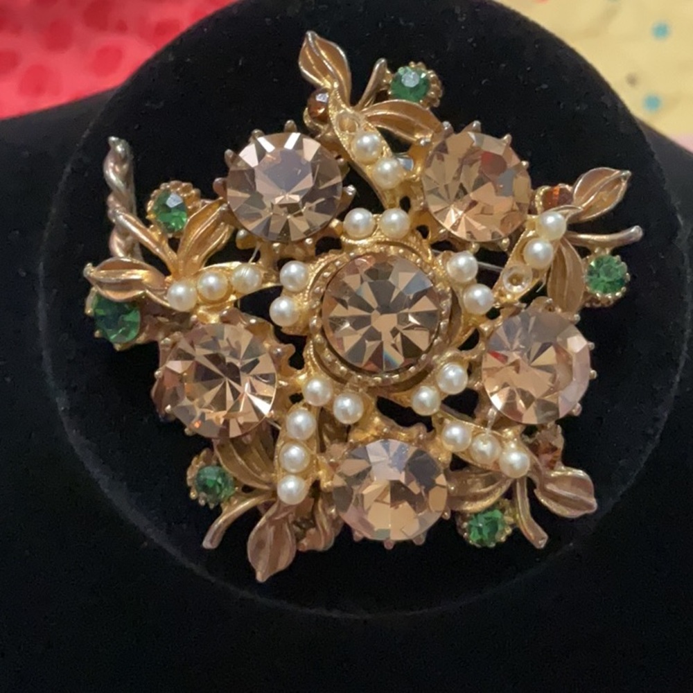 Stanley Gold and Green Floral Brooch